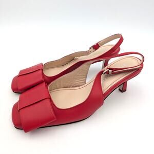 Beautiisoles Makayla Red Leather Comfortable Kitten Heel Women's Size US7 EU38